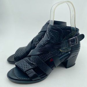 Elegan Black Leather Handmade Heeled Sandal Booties - 8 Inch - Timeless Elegance